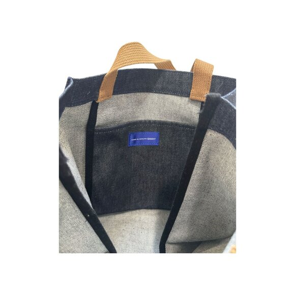 COMME des GARCONS SHIRT Denim Tote Bag Japan S22613 Indigo Tan - Picture 9 of 12